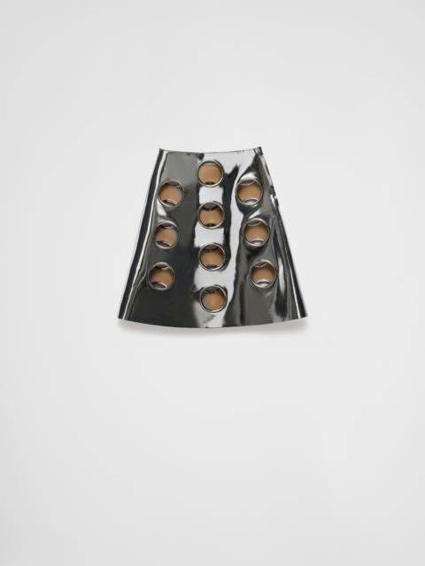 Shiny leather skirt