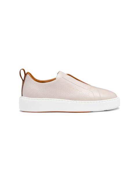 Women's nude tumbled leather slip-on sneaker