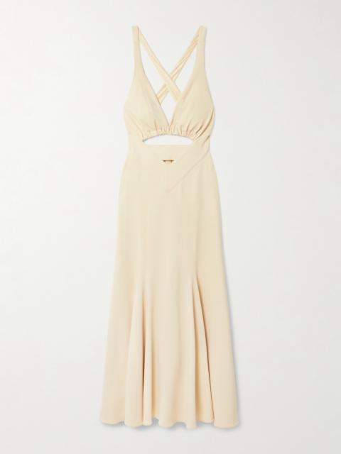 Cutout Crepe Midi Dress