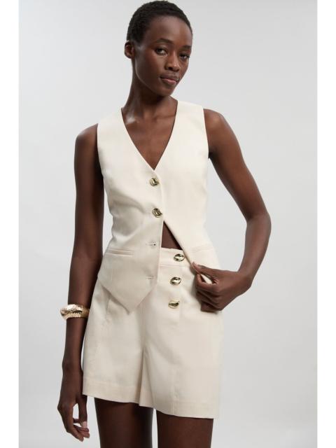 Tailored Linen Button Front Short