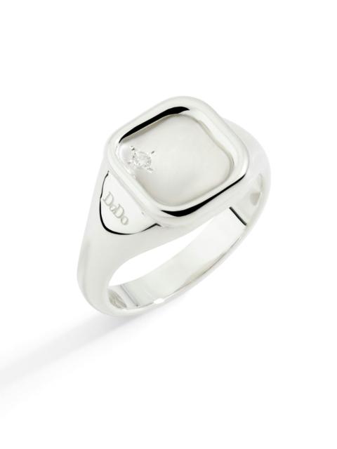 SILVER & WHITE DIAMOND SIGNET RING