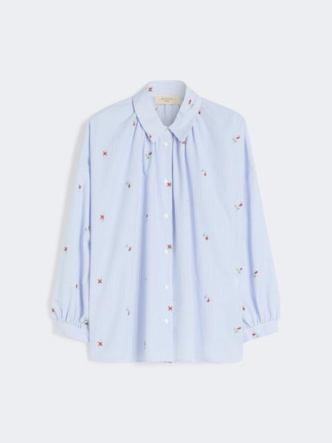 Poplin shirt with embroidery - LIGHT BLUE