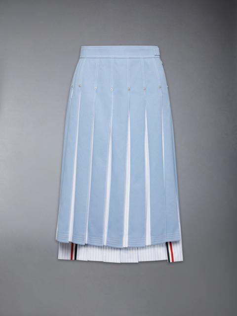 DENIM COMBO DROPPED BACK PLEATED SKIRT