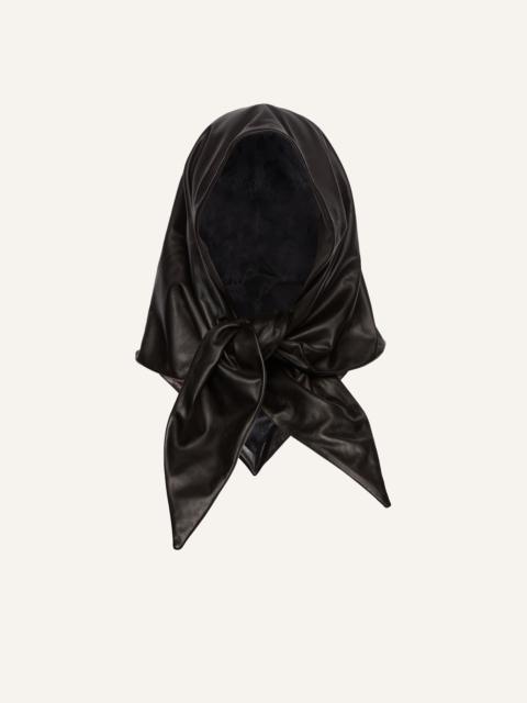 Leather tie scarf in black