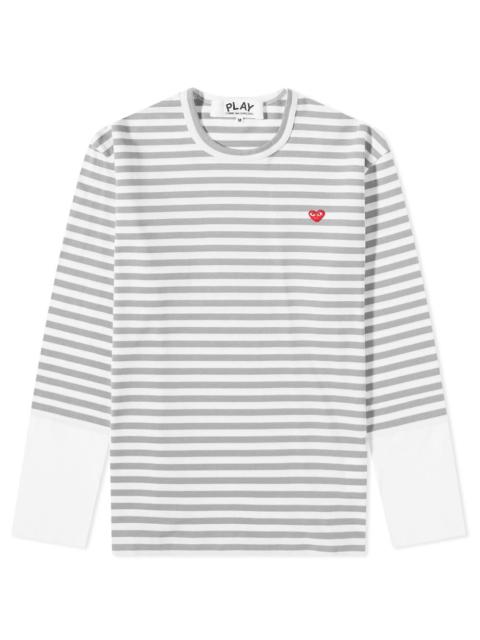 Comme des Garcons Play Long Sleeve Stripe Contrast Sleeve Te