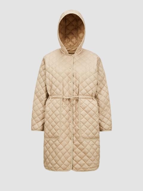 Etelan Hooded Diamond-Quilted Long Down Jacket