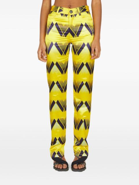 graphic-print satin trousers