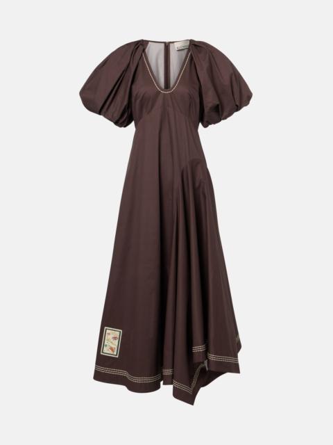 Puff-sleeve cotton maxi dress