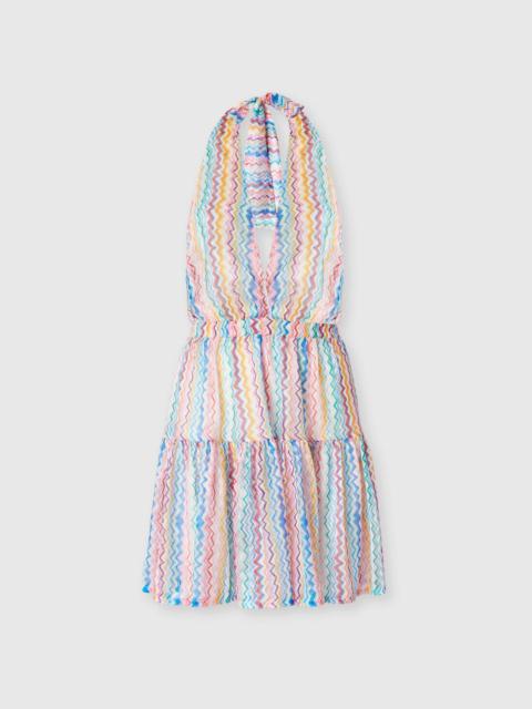 Short Cover-Up Dress with Zigzag Pattern and Tiered Skirt