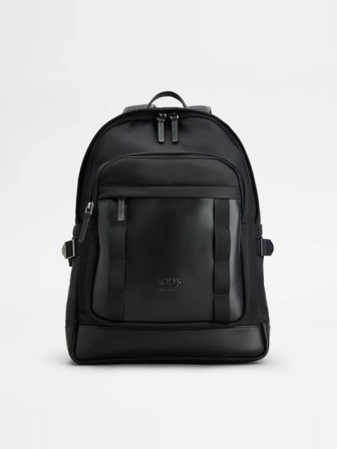 BACKPACK IN FABRIC AND LEATHER MEDIUM - BLACK