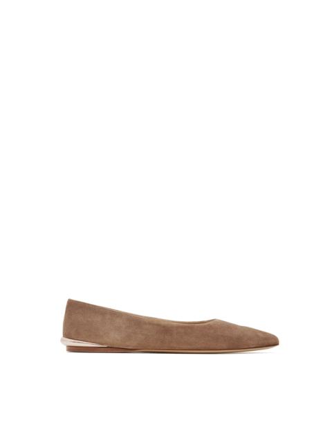 Fleur Ballerina Flat Shoe in Dark Sand Suede