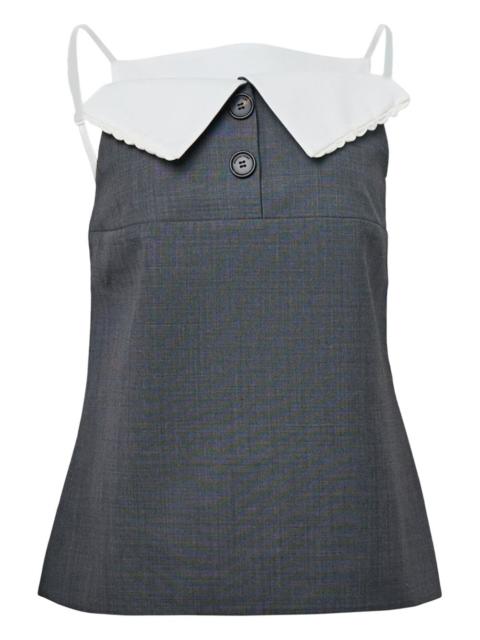 fan-shaped turn-down collar top