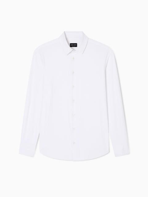 SLIM-FIT SHIRT IN MICRO-TEXTURED JERSEY