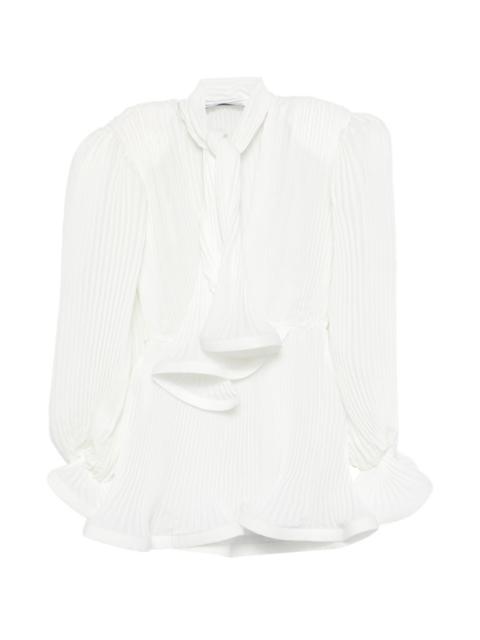 pleated puffy mini dress