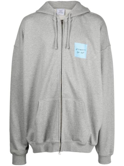 logo-print zip-up hoodie