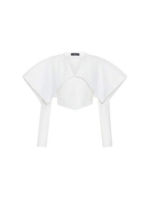 Collared Stretch-Poplin Cropped Blazer white