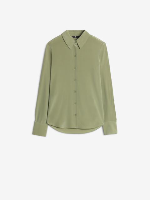 Long Sleeve Silk Blouse in Army