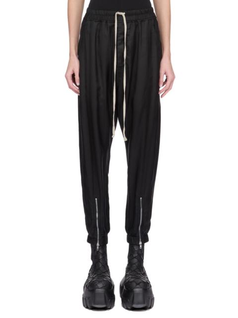 Satin-twill tapered pants Black