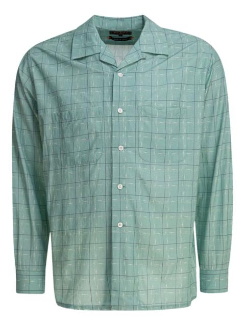 revere-collar grid-pattern shirt