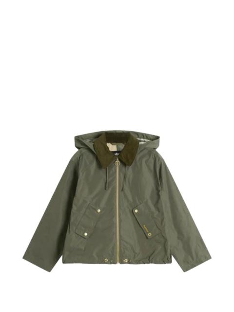 hooded corduroy-collar jacket