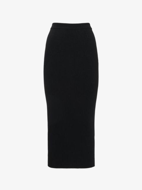 Women's Ribbed-knit Pencil Skirt in Black