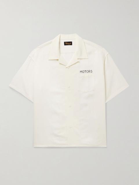 Crosby Convertible-Collar Embroidered Wool and Linen-Blend Shirt White