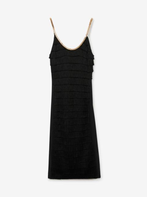 Chain Trim Fringed Sleeveless Dress
