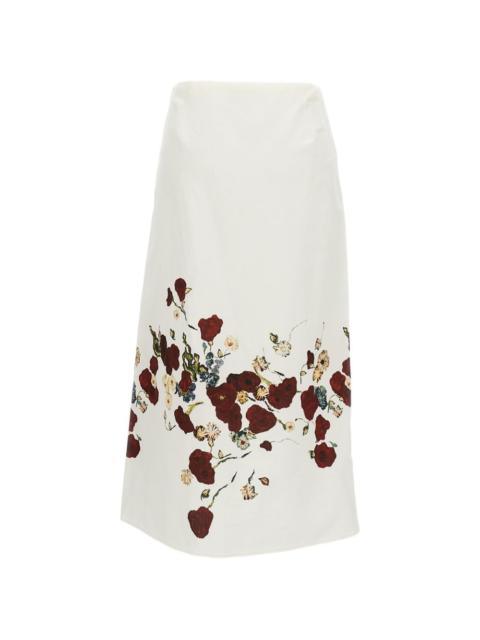 floral-print midi skirt