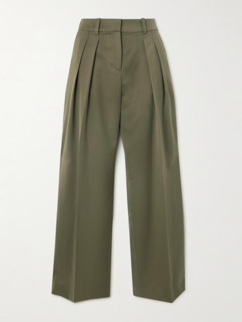Daytona Pleated Grain De Poudre Wide-leg Pants
