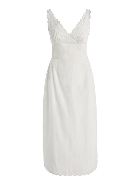 Exclusive Lois Broderie Anglaise Cotton Midi Dress white
