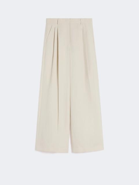 Viscose and linen wide-leg trousers - BEIGE