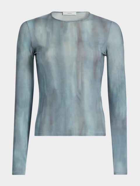 Printed Long-Sleeve Crewneck Tee