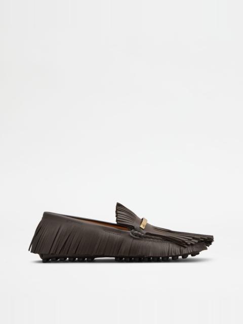 TOD'S YORKY GOMMINO LOAFERS IN LEATHER - BROWN