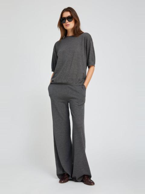 CHARCOAL CASHMERE WIDE LEG PANTS