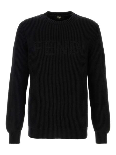 logo-embellishment ribbed-knit sweater