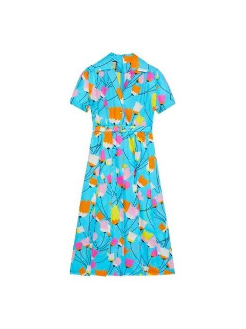 Tulip print pleated dress