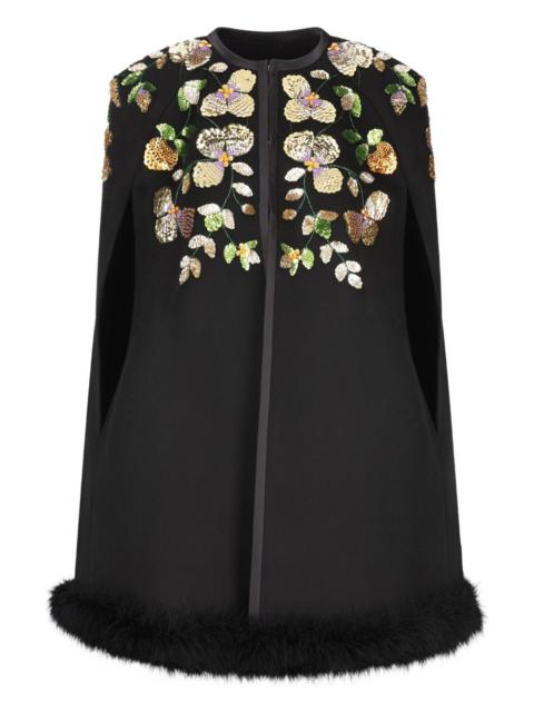 floral-embellished cape