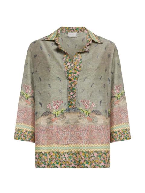 Tetris floral-pattern paisley-motif shirt