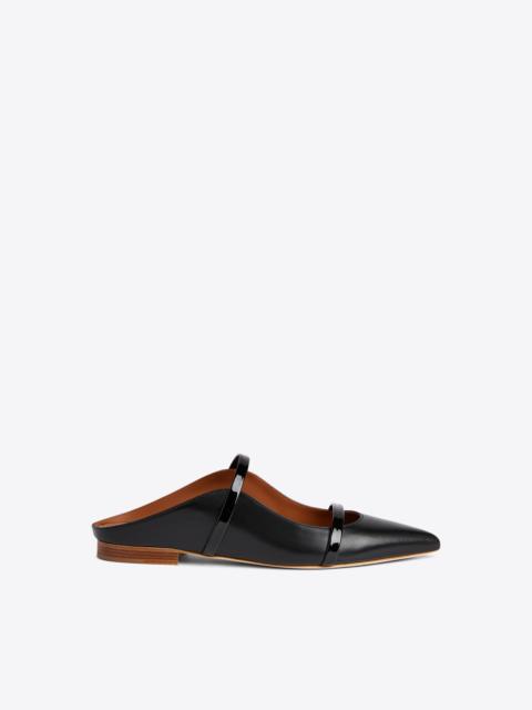 Maureen Black Leather Flat Mules