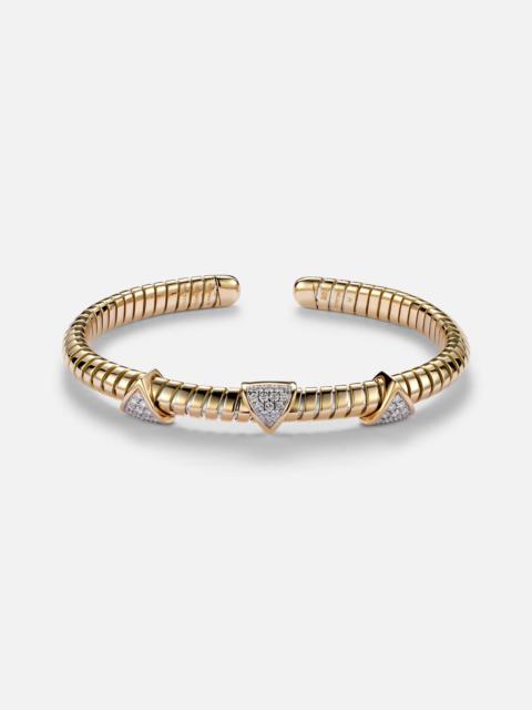 Trisolina 3 Station 18kt gold cuff bracelet with diamonds