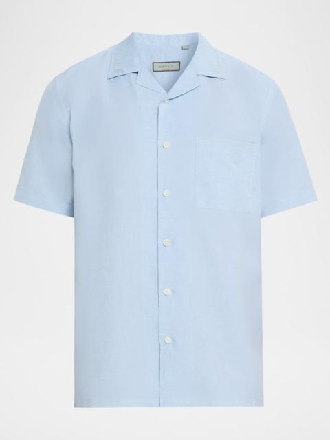 Men's Linen and Cotton Pocket Camp Shirt