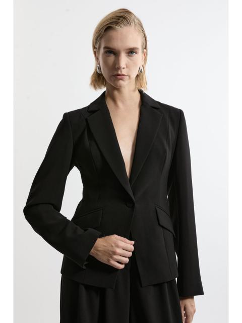 Tailored Crepe Single Breasted Blazer Jacket