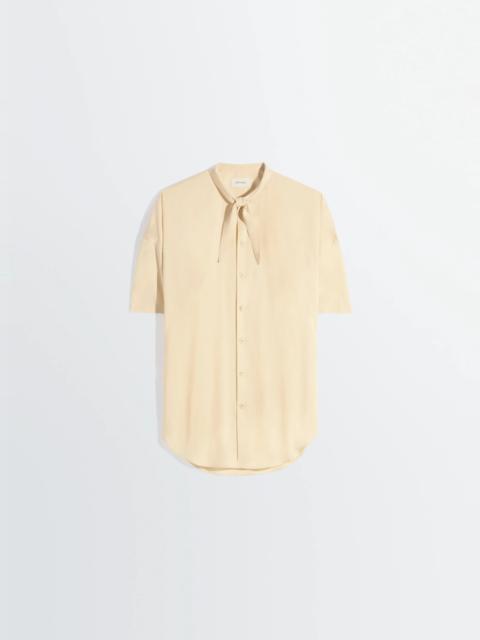 SHORT SLEEVE SHIRT WITH FOULARD IN WASHED COTTON MUSLIN