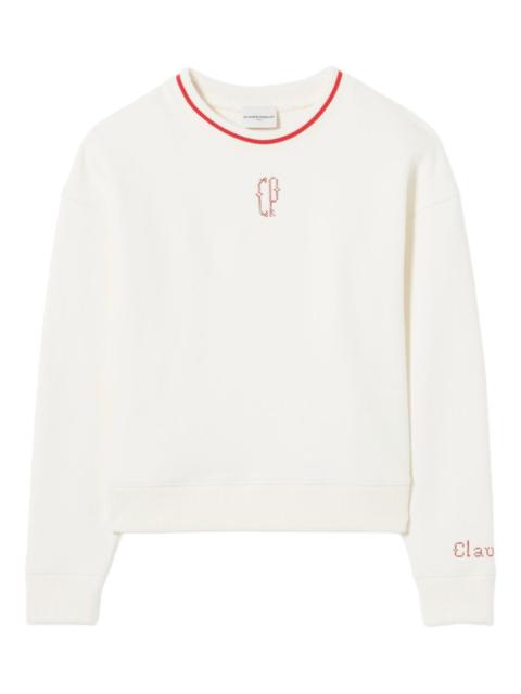 embroidered-detail ribbed sweater