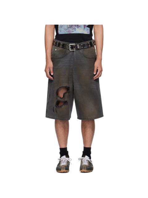 Gray Kriss Kross Denim Shorts