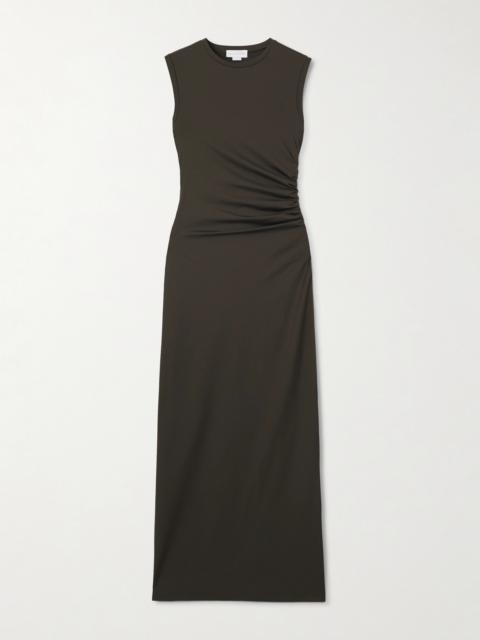 Ruched Recycled Satin-jersey Midi Dress