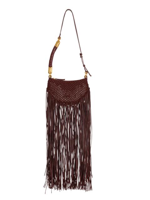 Fringed Ébène Hobo Mini bag in woven leather