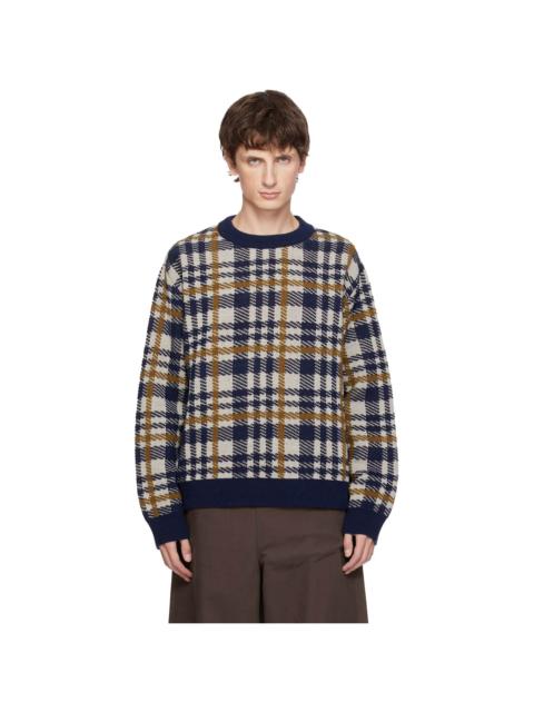 Navy Check Sweater