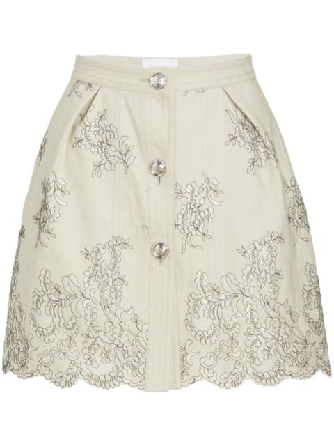 floral-jacquard high-waist miniskirt