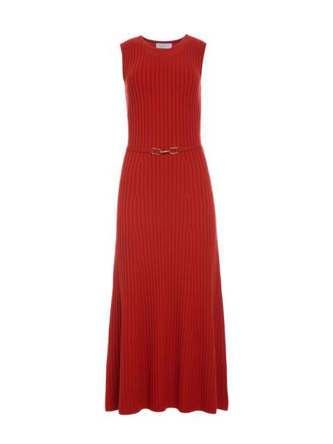 Meier Knit Midi Dress in Antelope Orange Merino Wool Cashmere